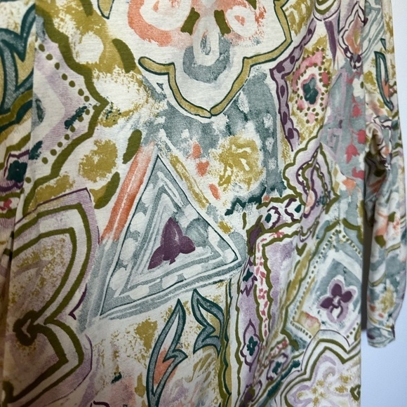 Vintage Top Floral Paisley Design Hippie Boho Festival Multicoloured Long Sleeve - Picture 8 of 14